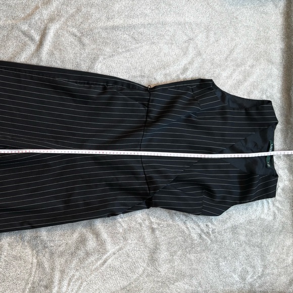 Lauren Ralph Lauren Black/White Pinstripe Wide Leg Jumpsuit Sleeveless V-Neck 2 - Picture 6 of 12